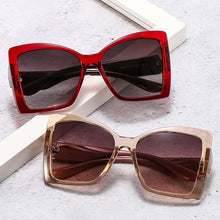 Load image into Gallery viewer, SO&amp;EI Retro Oversized Cat Eye Women Sunglasses Gradient Eyewear Shades UV400 Men Trending Champagne Sun Glasses