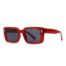 Carica l&#39;immagine nel visualizzatore di Gallery, SO&amp;EI Retro Rectangle Sunglasses Women Rivets Jelly Color Eyewear Men Square Leopard Yellow Sun Glasses Shades UV400