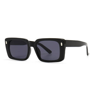 SO&EI Retro Rectangle Sunglasses Women Rivets Jelly Color Eyewear Men Square Leopard Yellow Sun Glasses Shades UV400