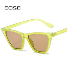 Load image into Gallery viewer, SO&amp;EI Retro Small Cat Eye Jelly Color Sunglasses Women Green Tea Eyewear Shades UV400 Men Gradient Color Sun Glasses