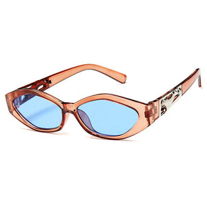 Retro Small Frame Polygon Cat Eyes Women Sunglasses Brand Designer Fashion Cheetah Decoration Ladies Sun Glasses UV400