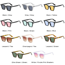 Carica l&#39;immagine nel visualizzatore di Gallery, SO&amp;EI Retro Square Candy Color Occhiali da sole da donna Blu Verde Shades UV400 Men Cat Eye Occhiali da sole Leopard Gradient Eyewear 