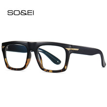 Carica l&#39;immagine nel visualizzatore di Gallery, SO&amp;EI Retro Square Clear Anti-Blu-Ray Eyewear TR90 Women Glasses Frame Men Optical Eyeglasses Frame Computer Goggles