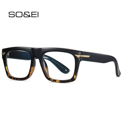 SO&EI Retro Square Clear Anti-Blu-Ray Eyewear TR90 Women Glasses Frame Men Optical Eyeglasses Frame Computer Goggles
