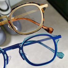 Load image into Gallery viewer, SO&amp;EI Retro Square TR90 Metal Women Glasses Frame Clear Anti-Blu-Ray Spring Hinge Men Optical Eyeglasses Frame