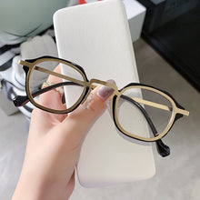 Load image into Gallery viewer, SO&amp;EI Retro Square TR90 Metal Women Glasses Frame Clear Anti-Blu-Ray Spring Hinge Men Optical Eyeglasses Frame