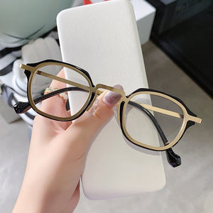 SO&EI Retro Square TR90 Metal Women Glasses Frame Clear Anti-Blu-Ray Spring Hinge Men Optical Eyeglasses Frame