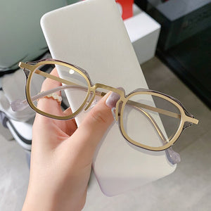 SO&EI Retro Square TR90 Metal Women Glasses Frame Clear Anti-Blu-Ray Spring Hinge Men Optical Eyeglasses Frame