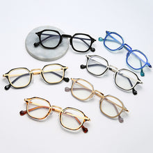 Load image into Gallery viewer, SO&amp;EI Retro Square TR90 Metal Women Glasses Frame Clear Anti-Blu-Ray Spring Hinge Men Optical Eyeglasses Frame