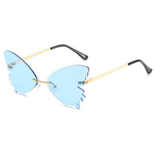 Load image into Gallery viewer, SO&amp;EI Unique Rimless Women Sunglasses Brand Designer Clear Ocean Lens Eyewear Butterfly Shape Ladies Sun Glasses Oculos UV400