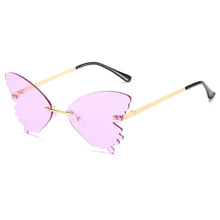 Load image into Gallery viewer, SO&amp;EI Unique Rimless Women Sunglasses Brand Designer Clear Ocean Lens Eyewear Butterfly Shape Ladies Sun Glasses Oculos UV400