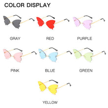 Load image into Gallery viewer, SO&amp;EI Unique Rimless Women Sunglasses Brand Designer Clear Ocean Lens Eyewear Butterfly Shape Ladies Sun Glasses Oculos UV400