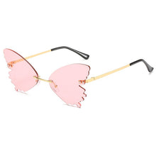 Load image into Gallery viewer, SO&amp;EI Unique Rimless Women Sunglasses Brand Designer Clear Ocean Lens Eyewear Butterfly Shape Ladies Sun Glasses Oculos UV400