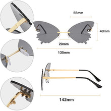 Load image into Gallery viewer, SO&amp;EI Unique Rimless Women Sunglasses Brand Designer Clear Ocean Lens Eyewear Butterfly Shape Ladies Sun Glasses Oculos UV400