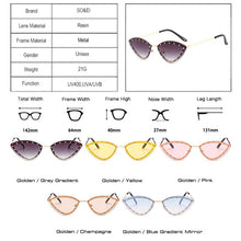 Load image into Gallery viewer, SO&amp;EI Vintage Cat Eye Women  Diamond Sunglasses Rimless Ocean Lens Female Triangle Rhinestone Sun Glasses Shades UV400