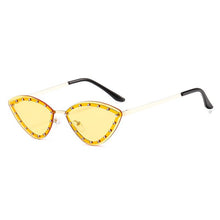 Load image into Gallery viewer, SO&amp;EI Vintage Cat Eye Women  Diamond Sunglasses Rimless Ocean Lens Female Triangle Rhinestone Sun Glasses Shades UV400
