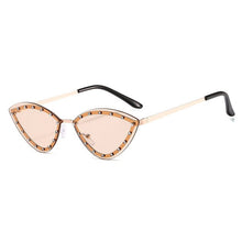 Load image into Gallery viewer, SO&amp;EI Vintage Cat Eye Women  Diamond Sunglasses Rimless Ocean Lens Female Triangle Rhinestone Sun Glasses Shades UV400