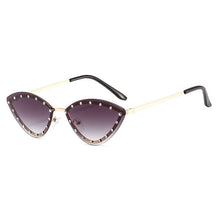 Load image into Gallery viewer, SO&amp;EI Vintage Cat Eye Women  Diamond Sunglasses Rimless Ocean Lens Female Triangle Rhinestone Sun Glasses Shades UV400