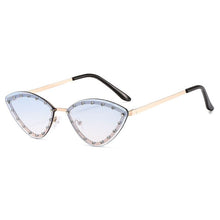 Load image into Gallery viewer, SO&amp;EI Vintage Cat Eye Women  Diamond Sunglasses Rimless Ocean Lens Female Triangle Rhinestone Sun Glasses Shades UV400