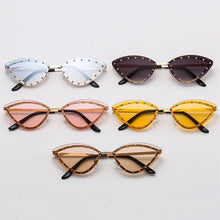 Load image into Gallery viewer, SO&amp;EI Vintage Cat Eye Women  Diamond Sunglasses Rimless Ocean Lens Female Triangle Rhinestone Sun Glasses Shades UV400