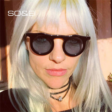 SO&EI Vintage Round Men Sunglasses Brand Designer Jelly Color Frame Eyewear Women Outdoor Shade Sun Glasses Oculos UV400