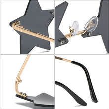 Carica l&#39;immagine nel visualizzatore di Gallery, Vintage Unique Star Shape Mirror Rimless Sunglasses Women Fashion Clear Ocean Lens Eyewear Men Trending Sun Glasses Shades