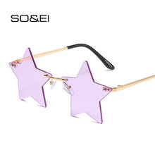 Carica l&#39;immagine nel visualizzatore di Gallery, Vintage Unique Star Shape Mirror Rimless Sunglasses Women Fashion Clear Ocean Lens Eyewear Men Trending Sun Glasses Shades