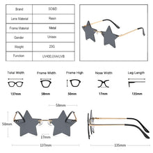 Carica l&#39;immagine nel visualizzatore di Gallery, Vintage Unique Star Shape Mirror Rimless Sunglasses Women Fashion Clear Ocean Lens Eyewear Men Trending Sun Glasses Shades