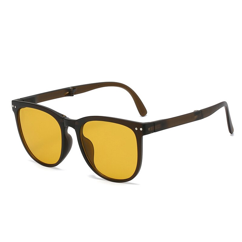 SO&EI Foldable Women Round Sunglasses Shades UV400 Retro Rivets Eyewear Trending Men Driving Sun Glasses