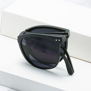 SO&amp;EI Foldable Women Round Sunglasses Shades UV400 Retro Rivets Eyewear Trending Men Driving Sun Glasses