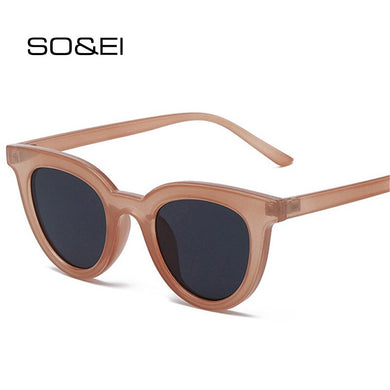 SO&EI Retro Jelly Color Round Sunglasses Women Blue Pink Trending Shades UV400 Men Sun Glasses