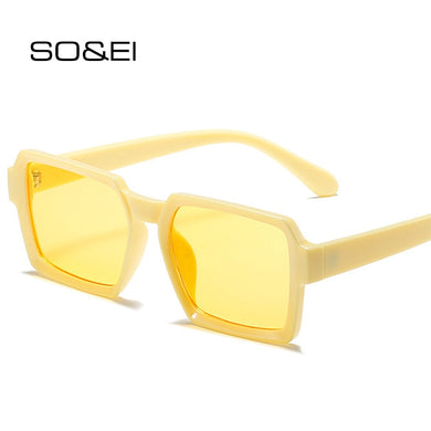 SO&EI Retro Square Gradient Sunglasses Women Champagne Yellow Shades UV400 Men Trending Sun Glasses