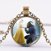 Load image into Gallery viewer, Beauty And The Beast Pendant Necklace Belle Princess and Prince Romantic Sweet Fairy Tale Movie Jewelry Little Girls Gift