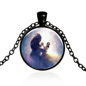 Beauty And The Beast Pendant Necklace Belle Princess and Prince Romantic Sweet Fairy Tale Movie Jewelry Little Girls Gift