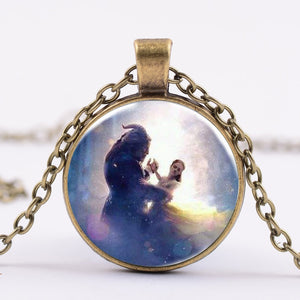Beauty And The Beast Pendant Necklace Belle Princess and Prince Romantic Sweet Fairy Tale Movie Jewelry Little Girls Gift