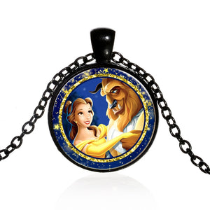 Beauty And The Beast Pendant Necklace Belle Princess and Prince Romantic Sweet Fairy Tale Movie Jewelry Little Girls Gift