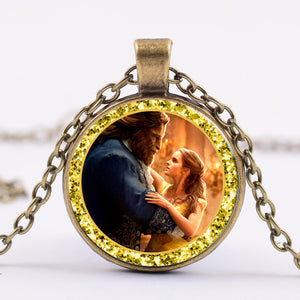 Beauty And The Beast Pendant Necklace Belle Princess and Prince Romantic Sweet Fairy Tale Movie Jewelry Little Girls Gift