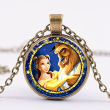 Load image into Gallery viewer, Beauty And The Beast Pendant Necklace Belle Princess and Prince Romantic Sweet Fairy Tale Movie Jewelry Little Girls Gift