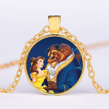 Load image into Gallery viewer, Beauty And The Beast Pendant Necklace Belle Princess and Prince Romantic Sweet Fairy Tale Movie Jewelry Little Girls Gift