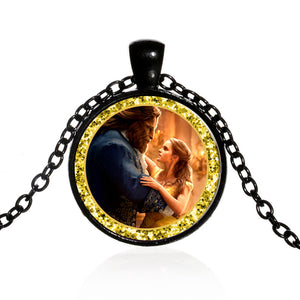 Beauty And The Beast Pendant Necklace Belle Princess and Prince Romantic Sweet Fairy Tale Movie Jewelry Little Girls Gift