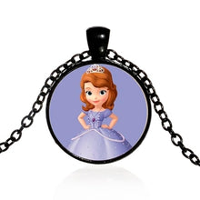 Load image into Gallery viewer, Pop Kids Baby Girls Sofia the First Necklace Purple Princess Glass Cabochon Children Pendant Necklace Cospl Prom Choker