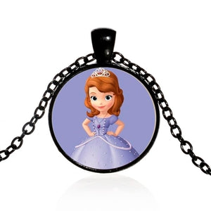 Pop Kids Baby Girls Sofia the First Necklace Purple Princess Glass Cabochon Children Pendant Necklace Cospl Prom Choker