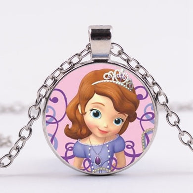 Pop Kids Baby Girls Sofia the First Necklace Purple Princess Glass Cabochon Children Pendant Necklace Cospl Prom Choker