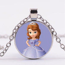 Load image into Gallery viewer, Pop Kids Baby Girls Sofia the First Necklace Purple Princess Glass Cabochon Children Pendant Necklace Cospl Prom Choker