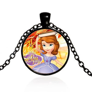 Pop Kids Baby Girls Sofia the First Necklace Purple Princess Glass Cabochon Children Pendant Necklace Cospl Prom Choker