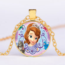 Load image into Gallery viewer, Pop Kids Baby Girls Sofia the First Necklace Purple Princess Glass Cabochon Children Pendant Necklace Cospl Prom Choker
