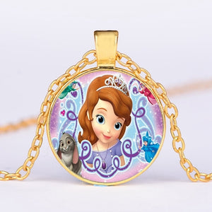 Pop Kids Baby Girls Sofia the First Necklace Purple Princess Glass Cabochon Children Pendant Necklace Cospl Prom Choker