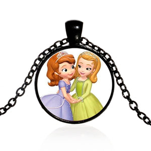 Pop Kids Baby Girls Sofia the First Necklace Purple Princess Glass Cabochon Children Pendant Necklace Cospl Prom Choker
