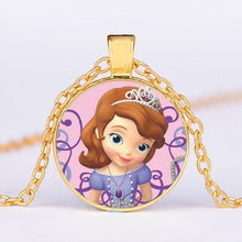 Load image into Gallery viewer, Pop Kids Baby Girls Sofia the First Necklace Purple Princess Glass Cabochon Children Pendant Necklace Cospl Prom Choker