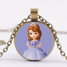 Load image into Gallery viewer, Pop Kids Baby Girls Sofia the First Necklace Purple Princess Glass Cabochon Children Pendant Necklace Cospl Prom Choker